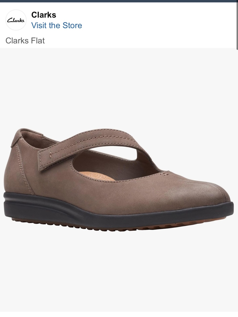 Clarks leather Mary Jane Strap Flats comfort shoes nubuck taupe tan size 10